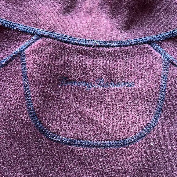 Tommy Bahama Quarter Zip Pullover Mens Medium Burgundy Navy Normcore Coastal Dad - Picture 3 of 8